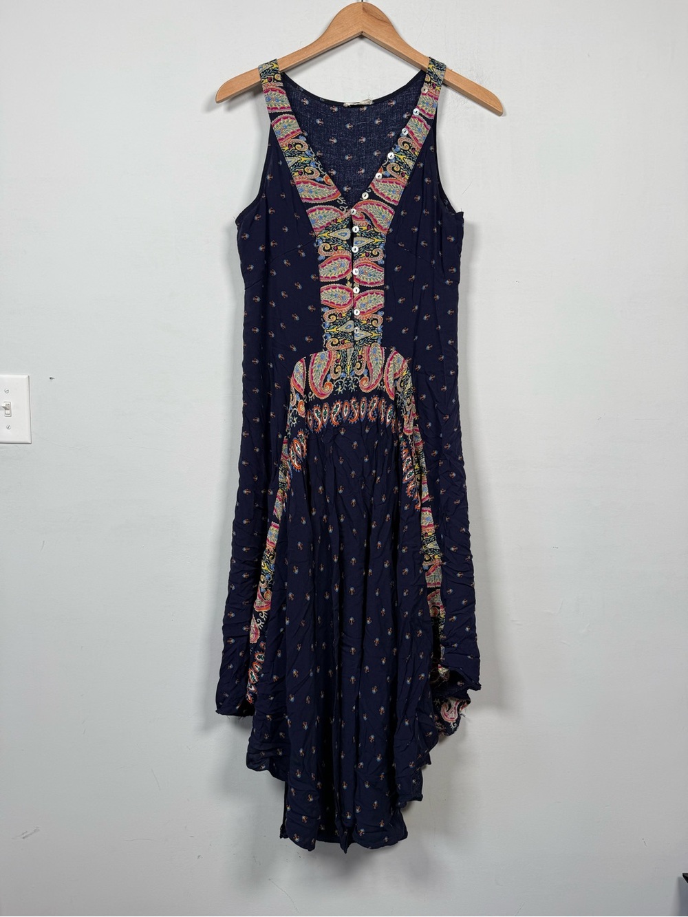 The Sang Boho Paisley Handkerchief Hem Sleeveless Maxi Dress Size L